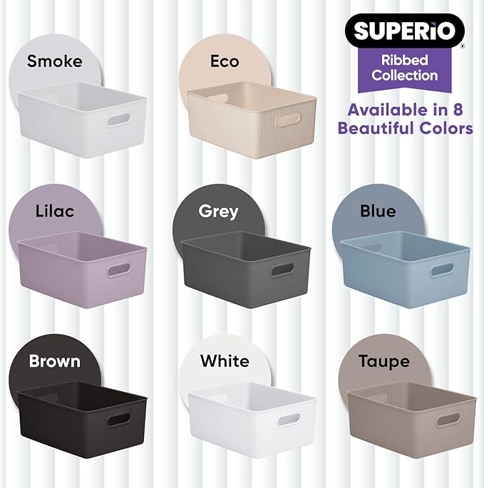Superio Eco-Friendly Decorative Plastic Storage Bin - Plastic Basket Open Home Storage Organizer Basket, Container Boxes for Organizing Closet Storage Bins for Shelves Drawer Shelf (15 Liter)