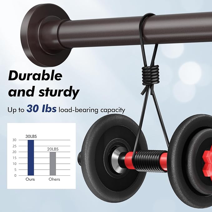 Bronze Shower Curtain Rod Tension 30 to 92 Inch,1 Inch Diameter Adjustable Tension Curtain Rod No Drilling,Shower Rods for Bathroom,No Rust
