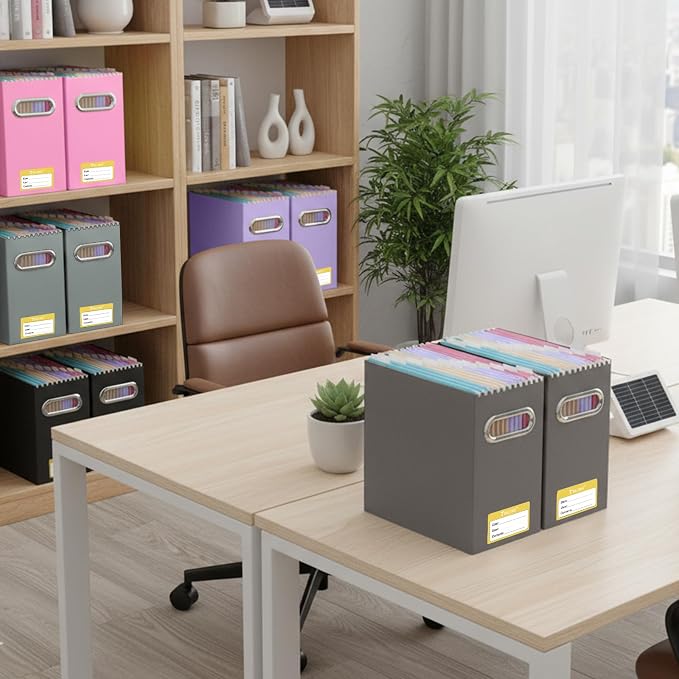 BALEINE File Organizer Box, Cardboard File Folder Organizer with Handle for Letter Size, Portable Collapsible Hanging Filing Box for Home Office Document Storage (1 Pack, Brown)