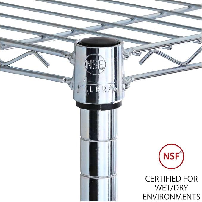 Alera 5-Shelf Wire Shelving Kit with Casters and Shelf Liners, 36w X 18d X 72h, Silver