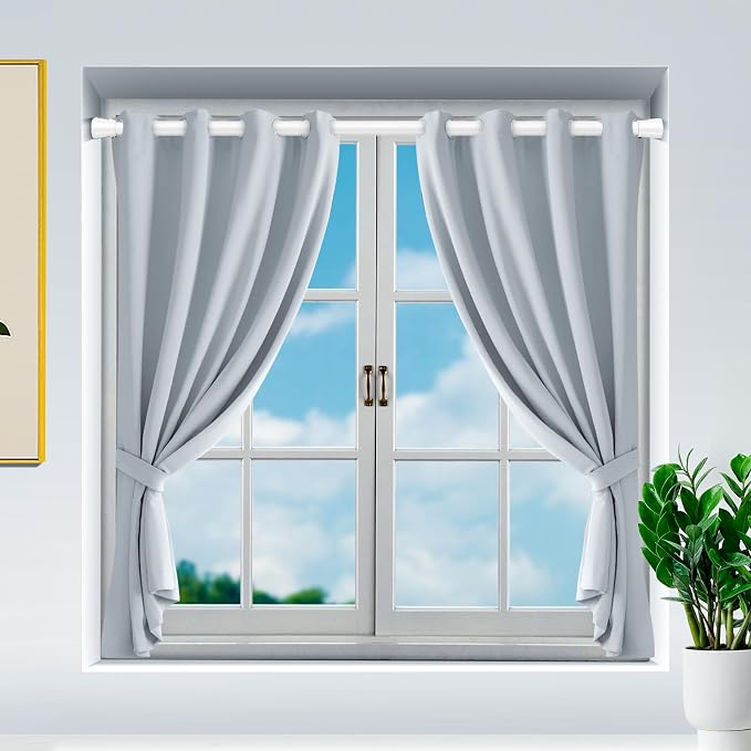 MEXAU 2pack White Tension Rods for Windows 27 to 50 Inch, Never Rust Adjustable Curtain Rod Tension Curtain Rods No Drilling, Spring Tension Curtain Rod for Doorway Window Bookshelf