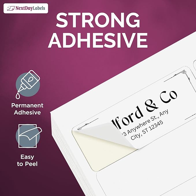 NextDayLabels 2.63x1 Inch Rectangle Stickers White Blank Labels for Laser Inkjet Printer - 30 Per Sheet Self-Adhesive Address Mailing Name Tags Made in USA - 1500 Labels