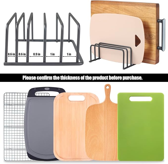 KitchenGenie 2Psc Cutting board organizers，(1.0 and 0.6 inch wide slots), cutting board holders, cutting board racks, cutting board storage, biscuit sheets, bakeware organizers for cabinets