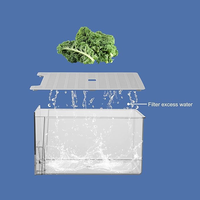 Pull Out Clear Fridge Organizer Drawers with Drainer, Refrigerator Stackable Storage Bins for Kitchen Fruit & Veggie Organization (2PCS, Small)