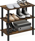 Furinno Turn-N-Tube 3-Tier Toolless Narrow Shoe Rack, Amber Pine | 11.7 x 23.6 x 21.9, Small Shoes Organizer, Shoe Rack Storage with Freestanding Organizer, for Closet Entryway, Office, Garage