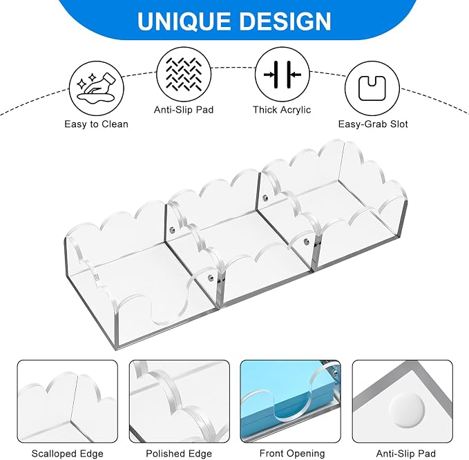 Magnetic 3-in-1 Acrylic Sticky Note Holder, 3" x 3" Post It Notes & Memo Pad Dispenser, Desk Organizer for Office, Home, School | Clear