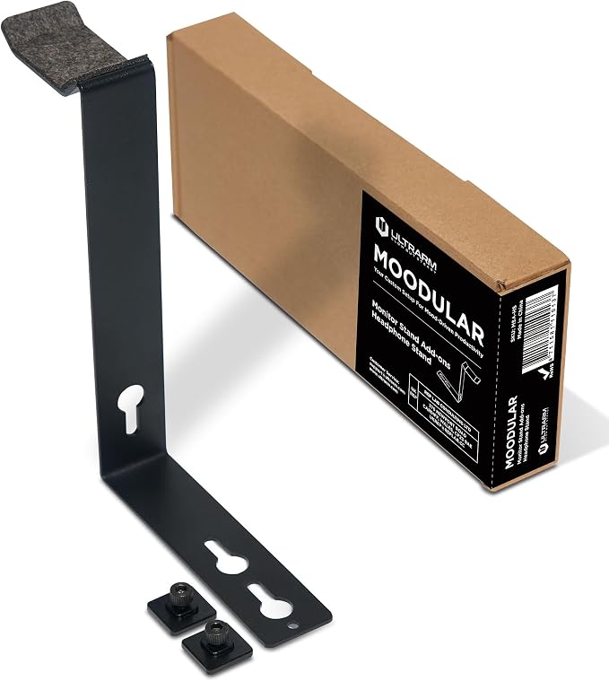 ULTRARM Moodular Headphone Stand Add-On for Slide Rails, Do Not Use Alone | Accessory Only, Dedicated Headphone Spot, Ergonomic & Accessible, Strong & Durable, Sleek & Minimalist, Black, MSA-HS