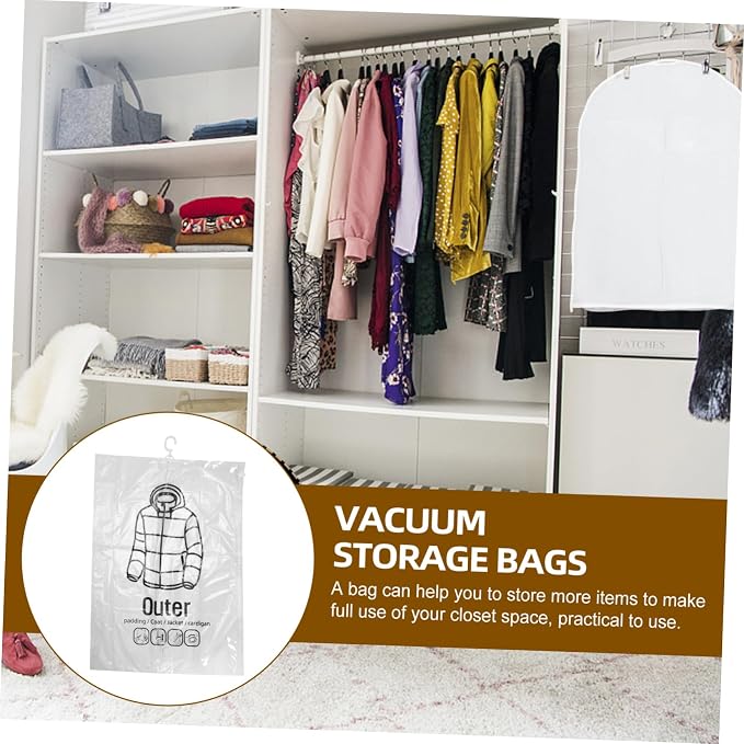 Garneck 2pcs Hanging Vacuum Storage Bags Compression Bags for Clothes Travel Vacuum Seal for Clothing Space Saver for Travel and Home Organization