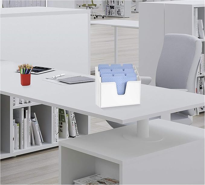 Acrimet Horizontal Triple File Folder Holder Organizer, Open Top Desktop Document Sorter for Letter Size Papers & Folders, Plastic (White) | 3 compartments to separate and organize documents, folders and papers