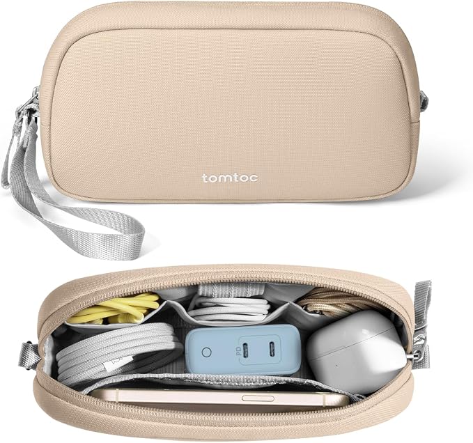 tomtoc Electronics Organizer Travel Case, Cable Organizer for Essentials | Water Resistant Tech Pouch Accessories Travel Bag Carry Storage for Cord, Phone, Cables, Airpods, USB Drive, Daily Items