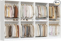 Unikito 12FT Modular Closet System with 8 Hanging Rods, 2800LBs Wood Garment Rack, 4-Pieces Ultra-Wide Walk-in Closet Organizer, Freestanding Clothing Shelves, White