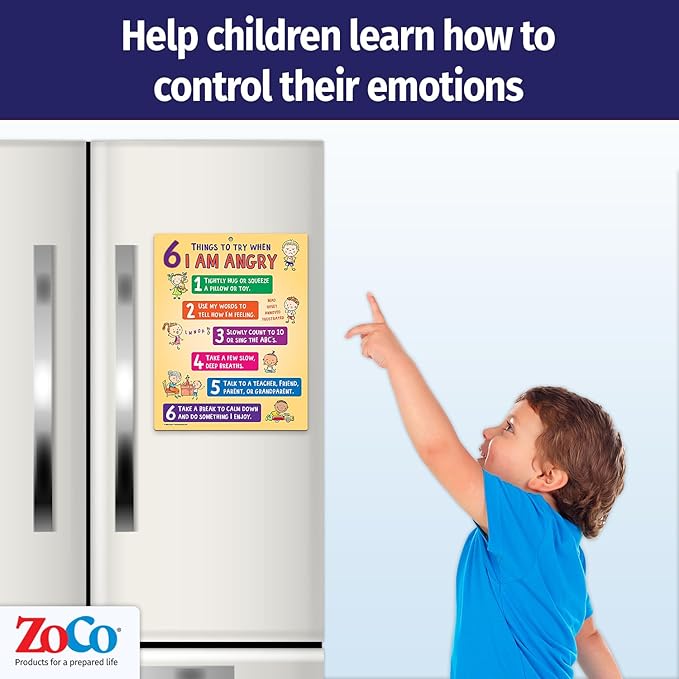 ZOCO – Behavior Management Chart (2-Pack) – Anger Control & Coping Tools for Kids – Home & School Calm Down Corner Supplies – Laminated Card with Magnets, 8.5" x 11"