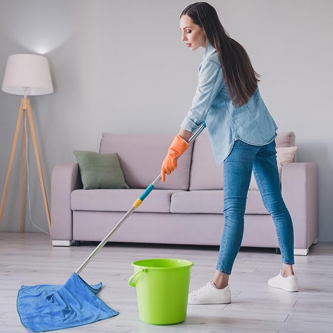 SmoothNovelty 10 Pcs Extra Large Microfiber Cloth 30" x 20" Large Floor Microfiber Towel Reusable Washable Free Lint Free Cloth Rag for Squeegee Mop Floor Window Housekeeping (White,Yellow)