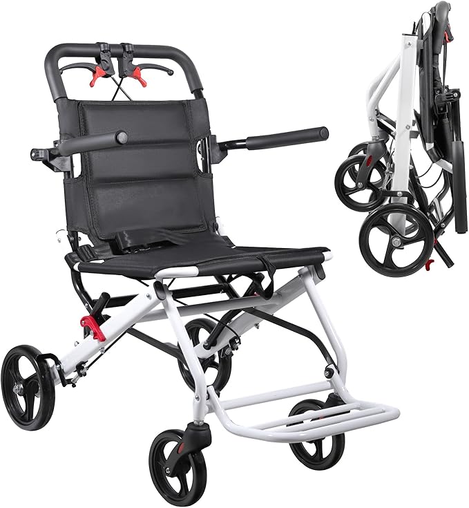 Wheel Chair for Adults,Transport Wheelchair Lightweight Foldable,Transport Chair for Senior,All Terrain Applicable,Travel Wheelchairs Can be Easily Placed in The Trunk.