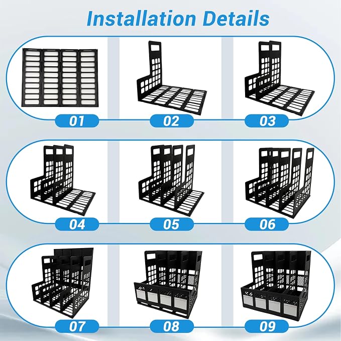 Ysenchan Plastic Magazine File Holder, Desk Organizer File Folder for Office Organization and Storage, Sturdy Binder Organizer with 4 Vertical Compartmente，Desktop Accessories for Office Storage