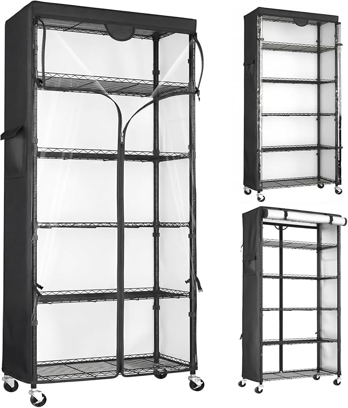 Wire Shelf Rack with 600D Oxford Cover & Wheels, 30"W x 14"D x 72"H | 6-Tier Heavy Duty Wire Shelving with Wheels, Waterproof & Dustproof Shelf Cover for Kitchen, Pantry & Laundry Room