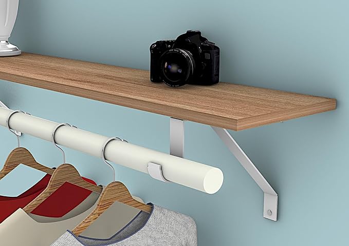 QCAA Heavy Duty Adjustable Shelf Rod Support Bracket for 3/4" Wall Cleat, Powder Coated White, 8 Pack, Made in Taiwan