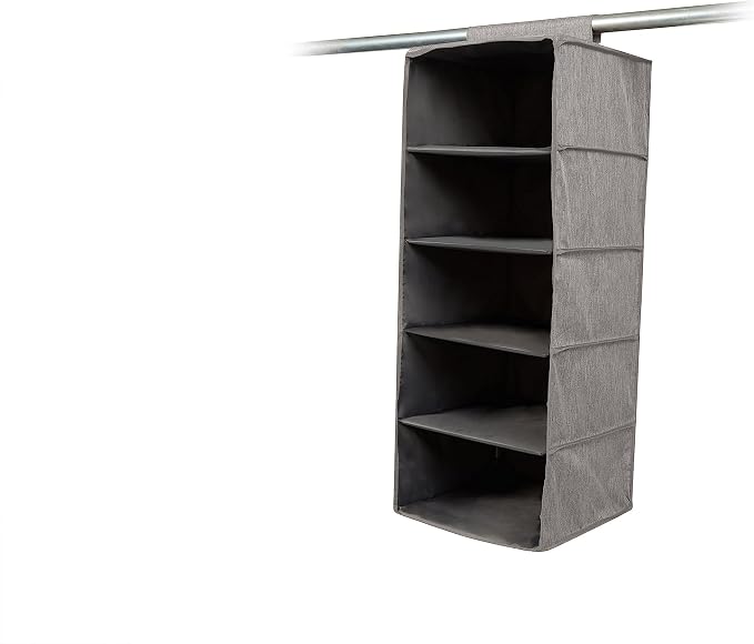 Covermates Keepsakes Hanging Closet Organizer – Heavy Duty Vertical Wardrobe Storage Shelves for Sweaters, Handbags, and Shoes – Acid-Free Interior Lining, Grey Heather