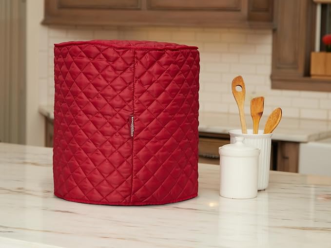 Covermates Keepsakes Rice Cooker Cover – Quilted Appliance Protector for Electric Rice Steamers – Dust & Stain Resistant, Washable Slip‑On Design for Countertop Storage, Red