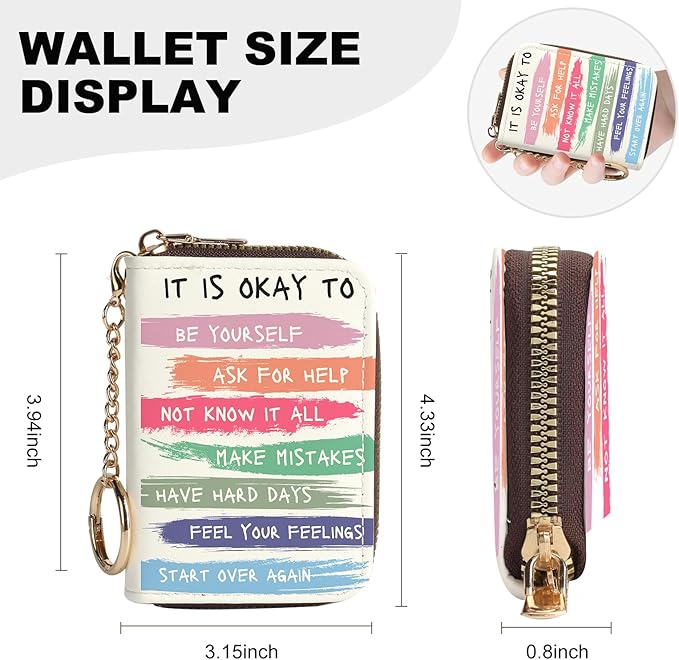 Credit Card Holder for Women,Small Rfid Wallet with Keychain Zipper,Cute PU Leather Card Case Wallet，Accordion Credit Card Wallets Gift,Color font