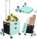 SELORSS Foldable Utility Cart Collapsible Crate Rolling Carts with Stair Climbing Wheels Rolling Tote Basket Teacher Cart with Lid Wear-Resistant 360°Rotate Wheel Noiseless for Shopping Grocery Office