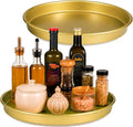 Amolliar 10" Metal Lazy Susan Organizer, Gold 2 Pack, Spice Turntable Tray | Metal 360 Rotating Turntable Organizer For Kitchen, Fridge, Pantry Cabinet Counter, Condiment Rack, Table Decor, Gold 2 Pack