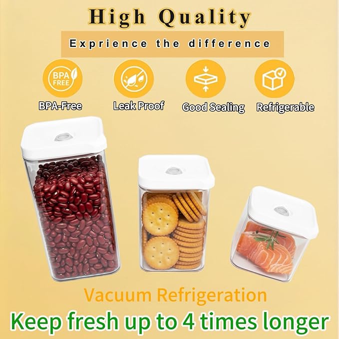 BARRYSAIL Vacuum Sealed Food Storage Containers with Pump – Airtight, Keeps Food Fresh, Prevents Bacteria – Ideal for Grains, Coffee, Snacks & dog food storage container(4-Piece Set)