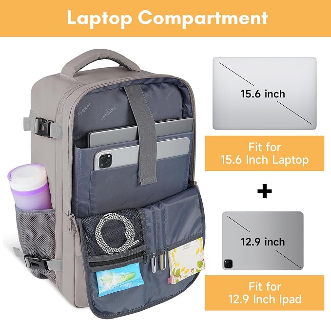 Taygeer Laptop Backpack Purse for Women, Backpack for College Essentials | Travel Bag Airline Approved with 15.6inch Laptop Compartment, CarryOn Work Bag for Nursing Doctor Business Travel, Brown