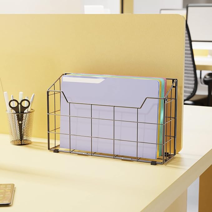 Univivi Wall File Organizer Hanging File Holder Magazine File Holder Desktop File Organizer for Document Paper Mail Home Office 3 Pack