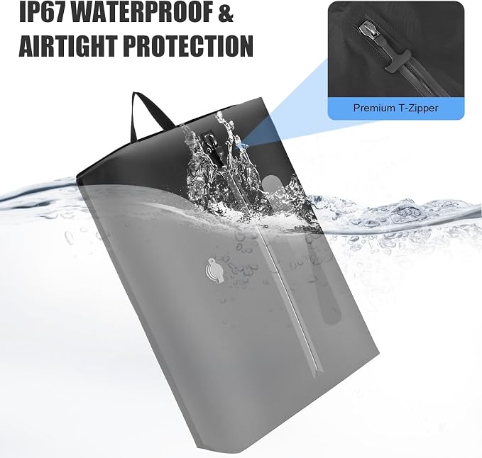 4PCS Vacuum Bags for Travel with Pump, 21L Reusable Compression Bags with IP68 Waterproof Zipper, Space Saving Airless Travel Bags for Family Luggage & Home Storage, Black