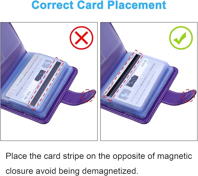 Wisdompro Slim PU Leather Credit Card Holder, Vertical Purple | RFID Blocking Wallet Debit Card Protector, Organizer Case, Card Case, 20 Card & 7 Memory Card Slots, with Magnetic Closure
