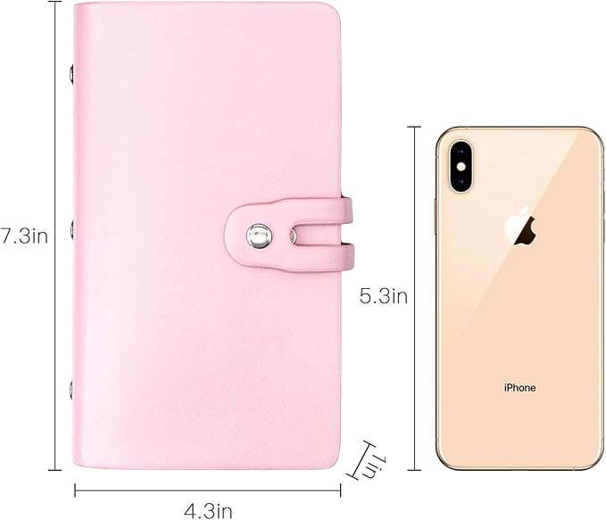 Padike RFID Credit Card Holder Business Card Organizer Business Card Holder, with 96 Card Slots Credit Card Protector for Managing Your Different Cards to Prevent Loss or Damage (Pink)