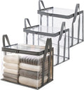 Large Clear Thick Plastic Storage Box with Hinged Lid, Heavy-Duty Durable High Capacity Organizer, Foldable Storage Box,Perfect for Home, Camping, Travel, Attic & Moving (Gray-L-3)