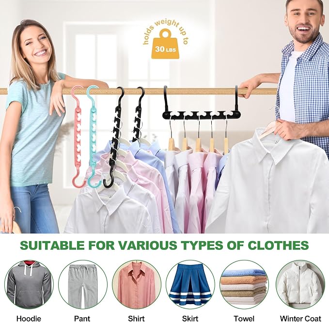 8-Pack-Closet-Organizers-and-Storage,Sturdy Organization-and-Storage-Hangers-Space-Saving for Wardrobe,Dorm-Room-Essentials for College Students Girls Smart Clothes Hanger Apartment Essentials