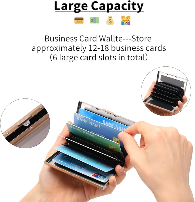 Stainless Steel Credit Card Wallet RFID Blocking Metal Case Pocket Business Card Holder for Women and Men