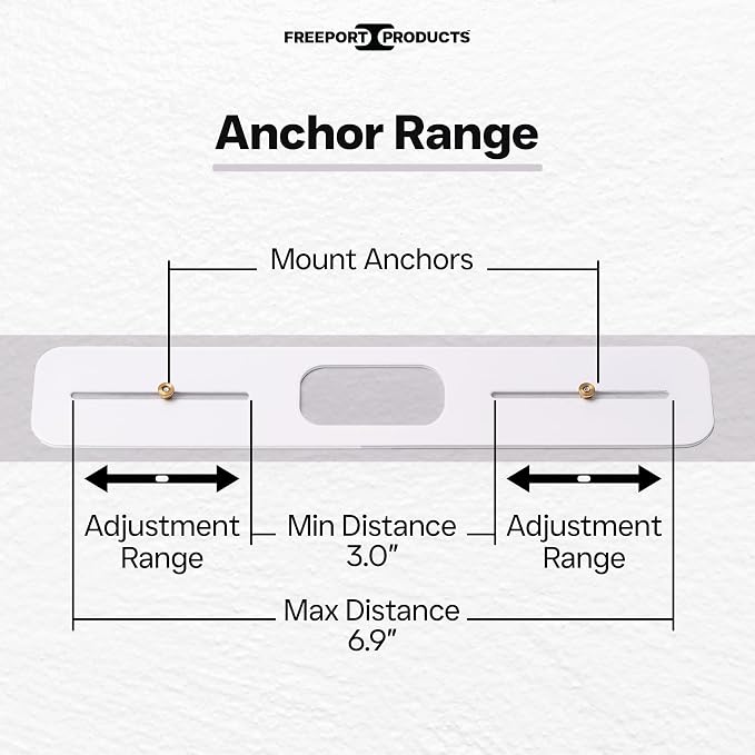 Freeport Power Bar Mount Plate – Self-Adhesive Wall Mount for Power Strips, Perfect for RV, Dorm, Home, and Rentals - White