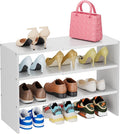 X-cosrack 3-Tier Shoe Rack for Closet, Shoe Organizer for Front Door Entrance Expandable Shoe Shelf, Stackable Iron Shoe Storage Shelves for Closets, Entryway, Hallway, Garage,White