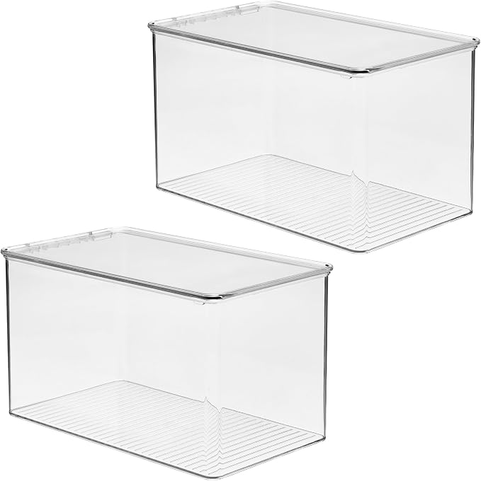 iDesign Stackable Clear Plastic Shoe Boxes with Lids, 2-Pack | Storage Shoe Container, For Closet