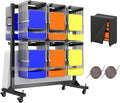 Specraft Folding Chair Rack and Table Cart for 84 Chairs or 12 Tables, 1100 lbs Capacity, PU Wheels, Dust Cover, Elastic Cords, Black
