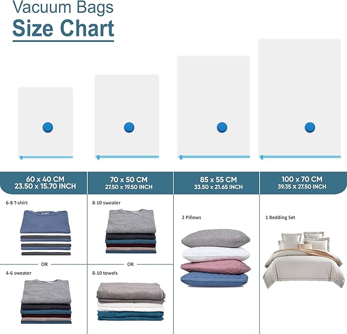 22 Vacuum Storage Bags with Electric Pump, Vacuum Sealed Storage Bags (3Jumbo/3Large/8Medium/8Small), Space Saver Vacuum Seal Bags for Clothing, Comforters, Pillows, Towel, Blanket Storage, Bedding