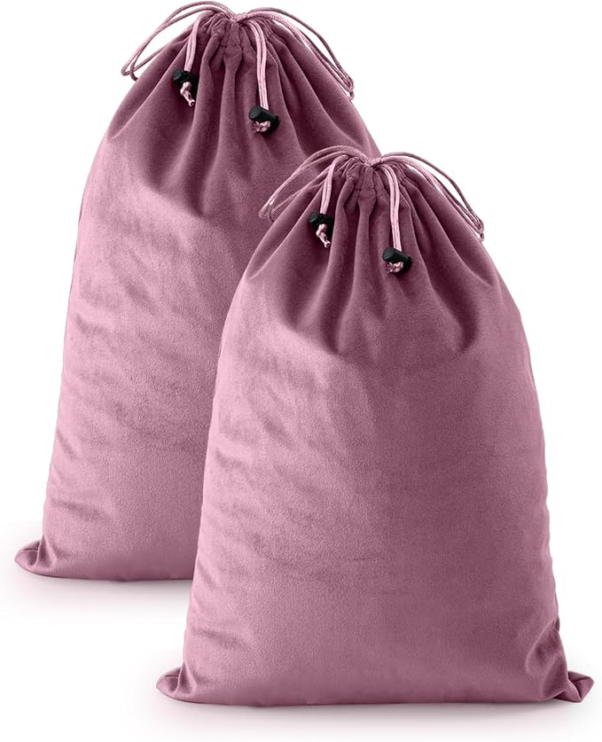 2 Pcs Shoe Bags for Travel, Dust Velvet Bags, Parfait Pink, 17.3x12.6 Inch | Washable & Reusable Travel Shoe Bags, Dustproof Shoe Bags with Drawstring Closure, Suitable for Travel, Home Storage