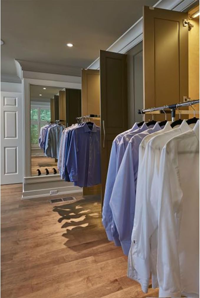 Rev-A-Shelf 26"-35" Pull Down Adjustable Side Mounted Closet Rod with Telescoping Handle for Custom Closet Systems, Min Opening Width of 26", Chrome, CPDR-2635