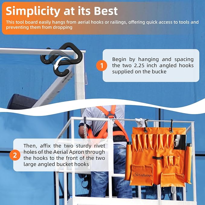 Lineman Tool Board and Apron, Bucket Truck Tools Organizer with Two 2" Hooks