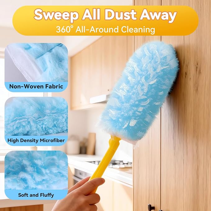 Tiumso 30 Count Duster Refills Dusters for Cleaning Compatible with Swiffer | 360° Heavy Duty Microfiber, 5X Electrostatic Dust Capture, Ideal for Furniture, Corners & Ceiling Fans, Refills Only