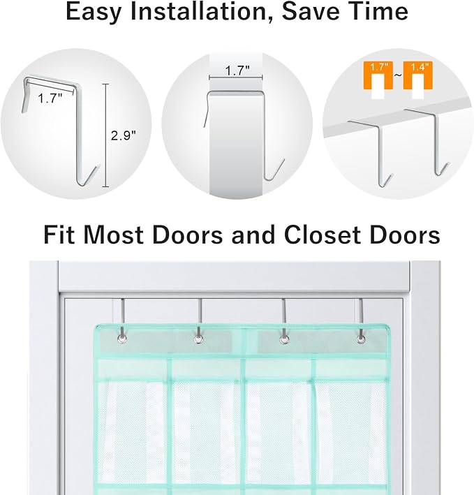 F-color Over the Door Organizer for Cruise - 16-Pocket Hanging Organizer | Tool-Free Mount with 4 Metal Hooks, See-Through Mesh Pockets, Lightweight & Foldable, Space-Saving for Travel and Daily Use