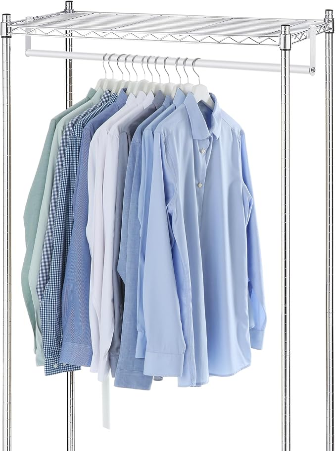 Threehoney 2 Pack Wire Shelving Garment Hanger Bar Wire Shelving Accessories Industrial Closet Clothes Rods for Home Retail Store(White,48 Inch)