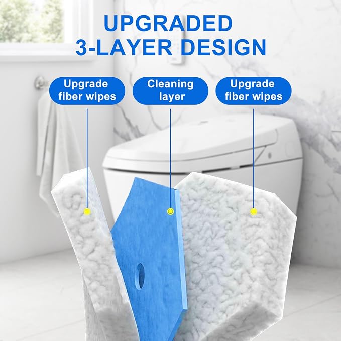 60pcs Disposable Toilet Brush Head Refills Compatible With Clorox System | Upgrade Fiber Cleaner Heads for Clorox Toilet Closestool .(not included brush rod)