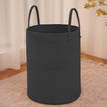 JMvicyroam Large Woven Laundry Basket Hamper,100L Cotton Rope Storage Bin for Blankets,Toys and Clothes,Decorative Tall Nursery Hamper for Living Room,Baby Nursery,Bathroom and Bedroom,Black