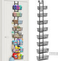 Hongtamoya 8 Tier Over The Door Organizer, Adjustable Hanging Door Organizer with 8 Wire Baskets 6 Hooks, Behind The Door Storage for Pantry Closet Bedroom Bathroom Cabinet Kitchen Laundry Room, Black