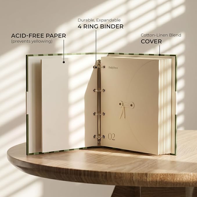 Document Organizer Binder for Important Papers & Passports, Olive